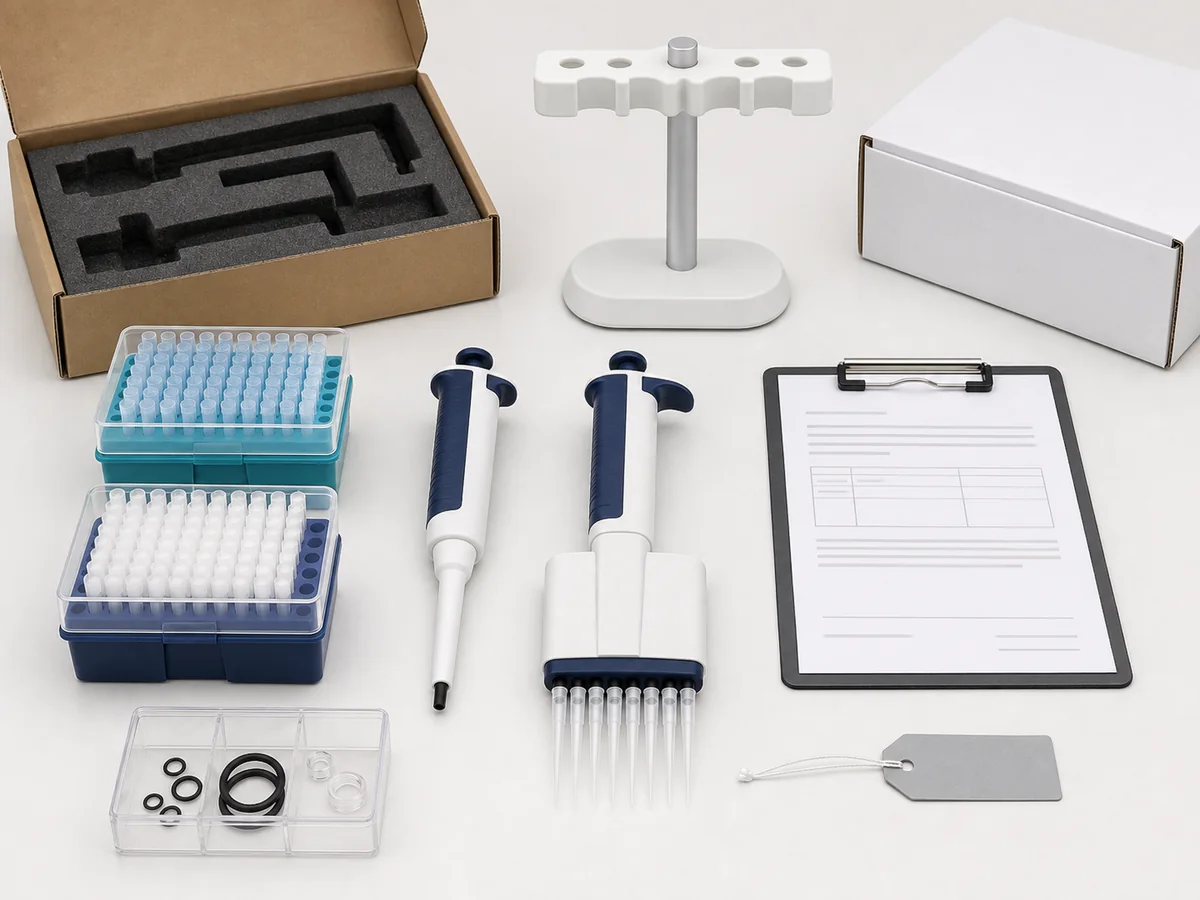 Pipettes compatible tips stand service seals and test record arranged for buying