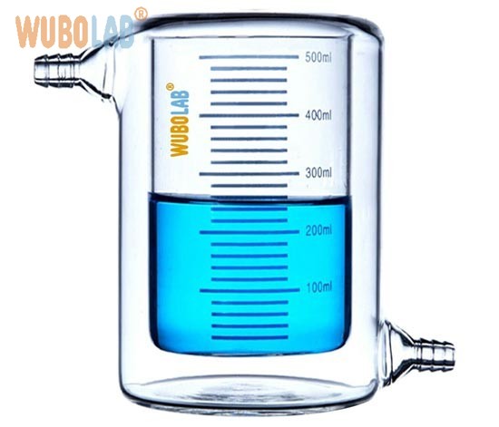 Jacketed borosilicate glass beaker with circulation jacket